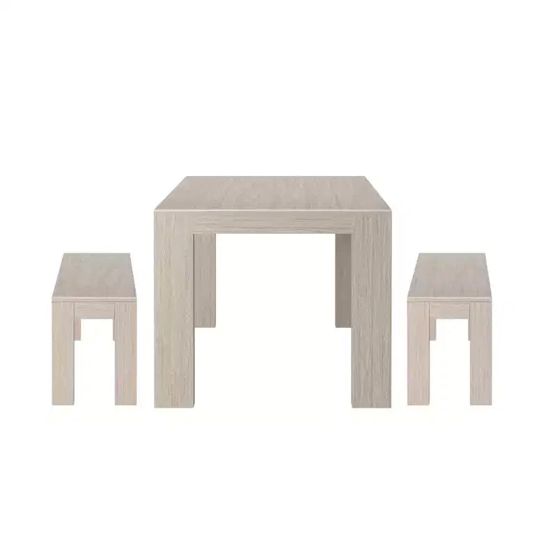 Plank+Beam modernes Esszimmerset aus Massivholz mit 2 Bänken für 6 Personen