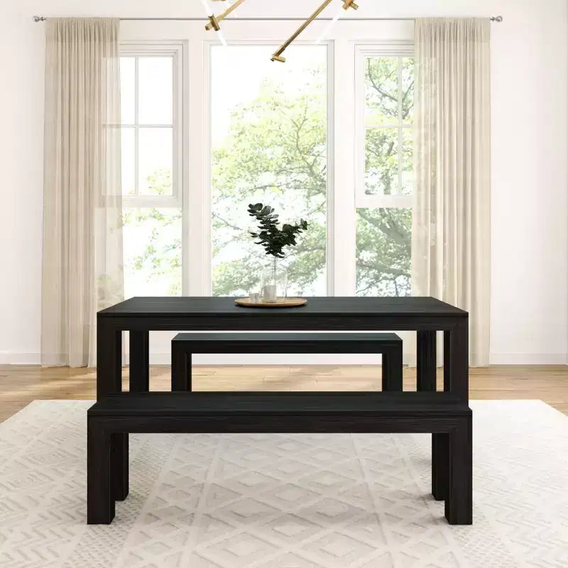 Plank+Beam modernes Esszimmerset aus Massivholz mit 2 Bänken für 6 Personen