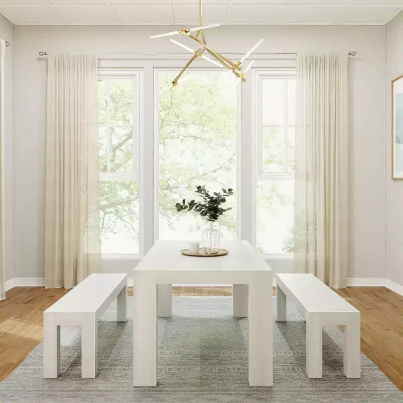 Plank+Beam modernes Esszimmerset aus Massivholz mit 2 Bänken für 6 Personen