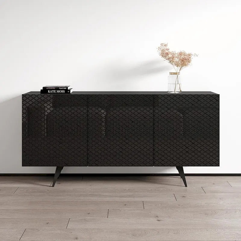 Credenza a buffet moderna lucida da 63 pollici con corpo opaco