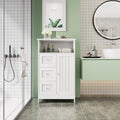 Mobiletto bianco da bagno a terra con 3 cassetti e 1 anta