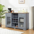 Madia Credenza con Ante in Vetro, Portabottiglie e Gestione Cavi