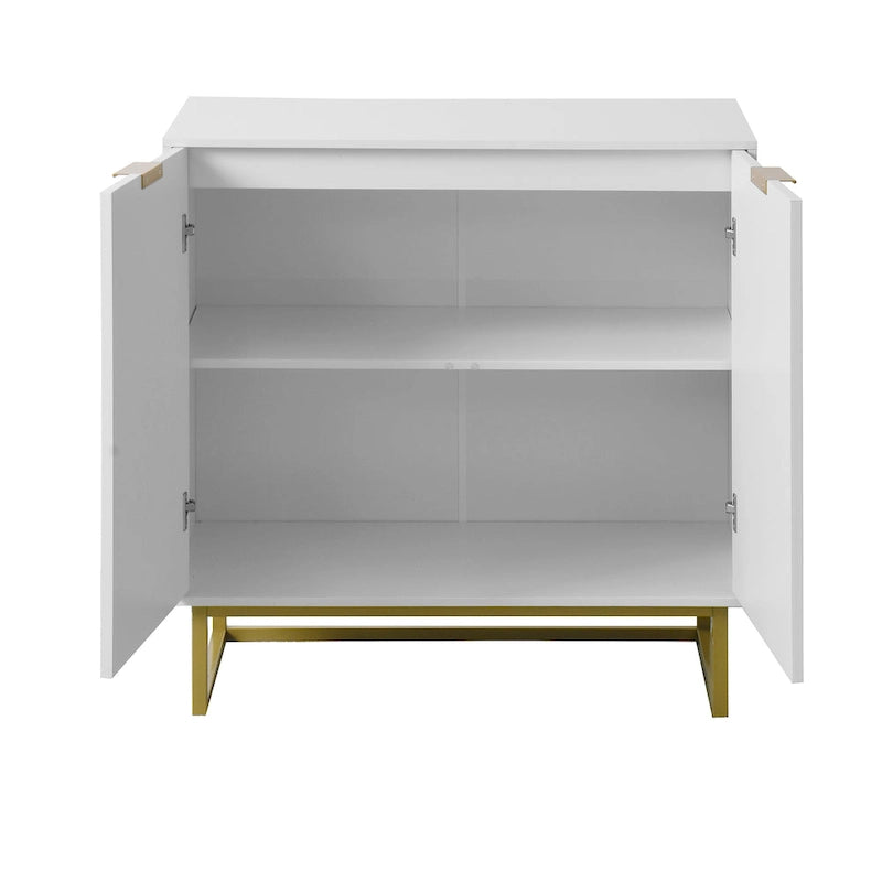 Mobile Credenza a Spina di Pesce con 2 Ante e Base Dorata