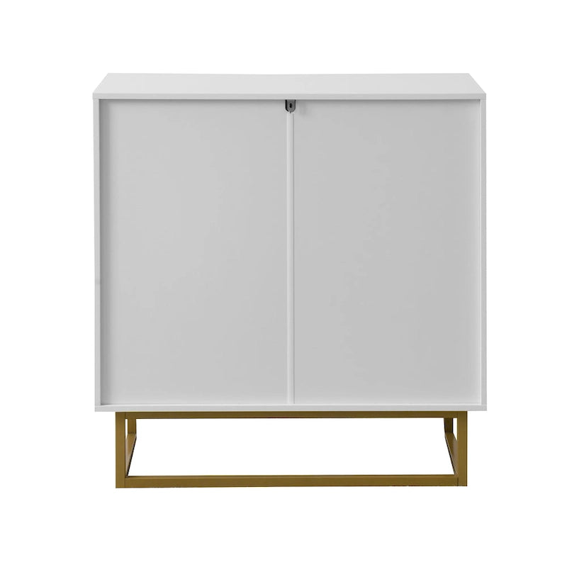 Mobile Credenza a Spina di Pesce con 2 Ante e Base Dorata