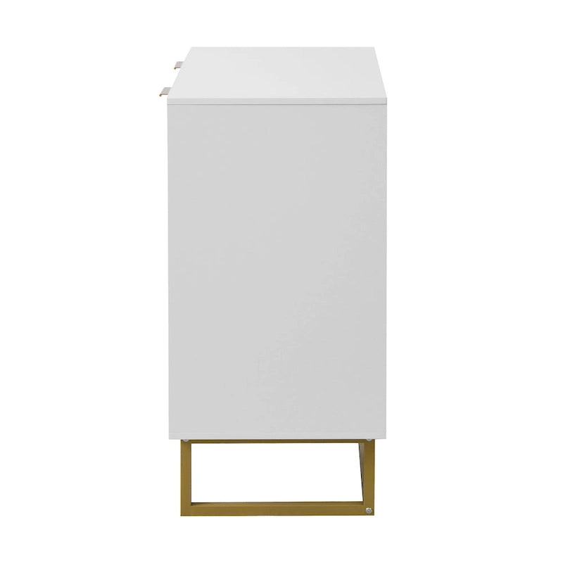 Mobile Credenza a Spina di Pesce con 2 Ante e Base Dorata