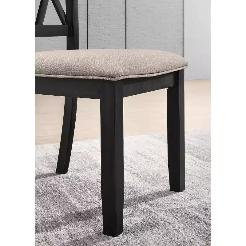 Roundhill Furniture Arroyo-eetset, eettafel met haarspeldpoten en 4 stoelen met kruisrugleuning, diepzwart, 5-delig