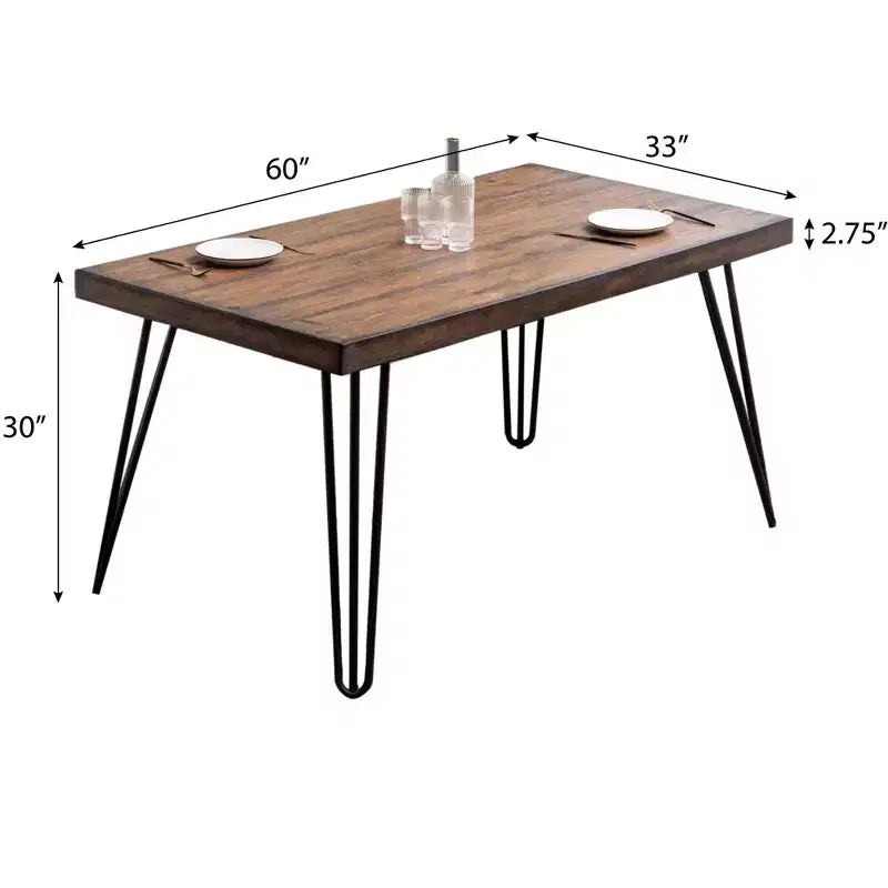Roundhill Furniture Arroyo-eetset, eettafel met haarspeldpoten en 4 stoelen met kruisrugleuning, diepzwart, 5-delig