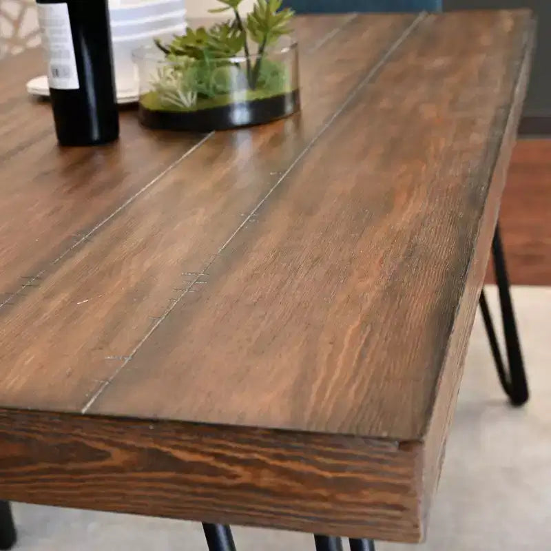 Roundhill Furniture Arroyo-eetset, eettafel met haarspeldpoten en 4 stoelen met kruisrugleuning, diepzwart, 5-delig