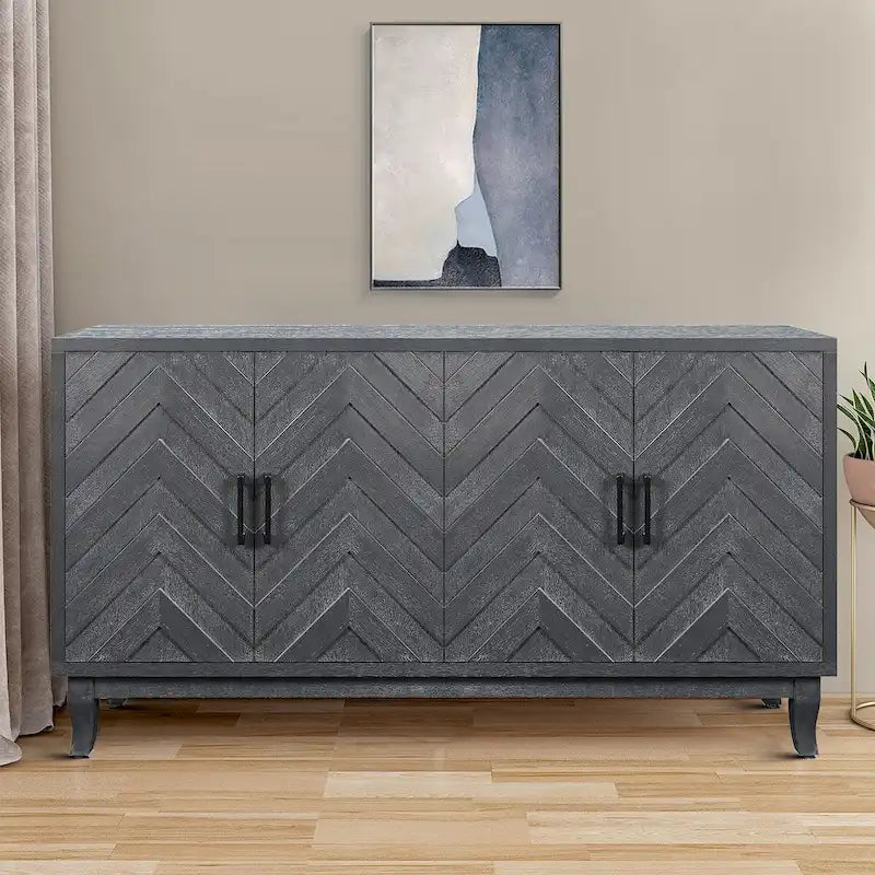 Credenza moderna vintage in legno con due armadietti e piedini feltrati