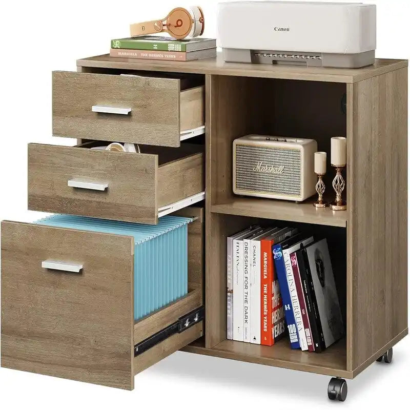 3 Drawer Wood File Cabinet - 15.7D x 31.3W x 24.7H