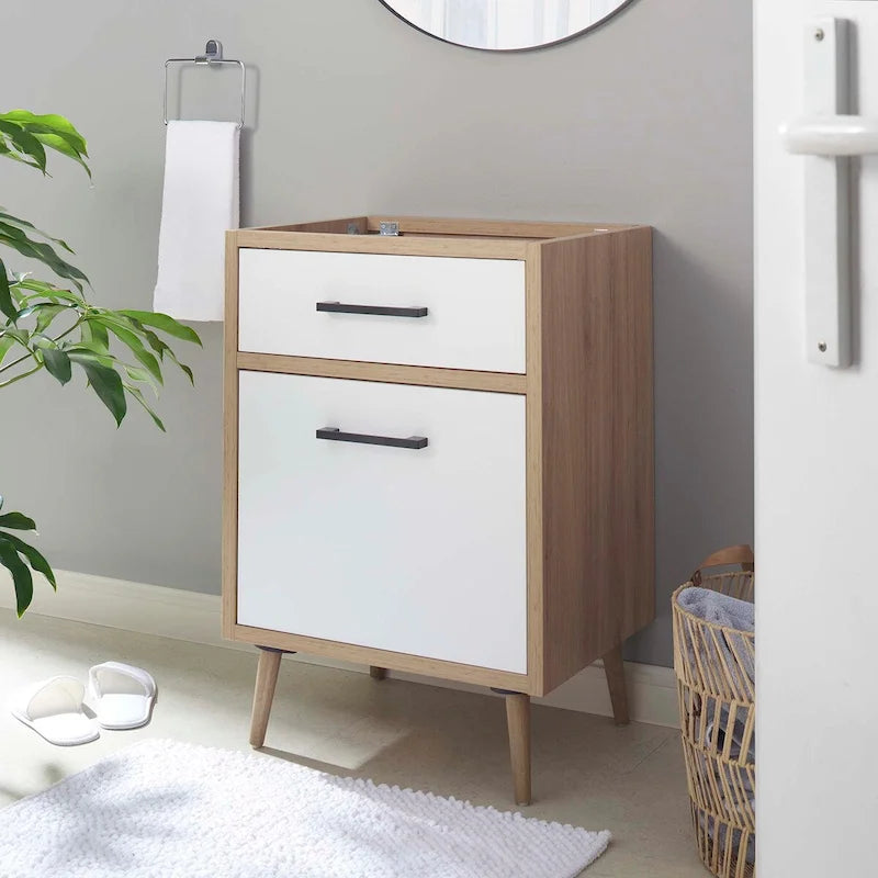Mobile da bagno da 60 cm con cassetto a scorrimento totale e gambe affusolate