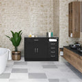 Mobile bagno nero con doppia anta e cinque cassetti