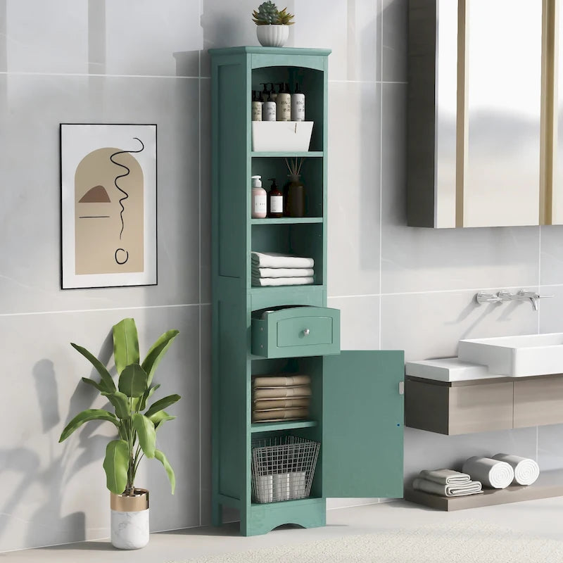 Mobile bagno alto da terra con cassetto e ripiano regolabile