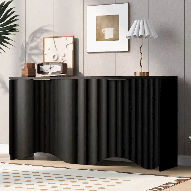 Mobile contenitore da soggiorno in MDF con strisce verticali e design a onda