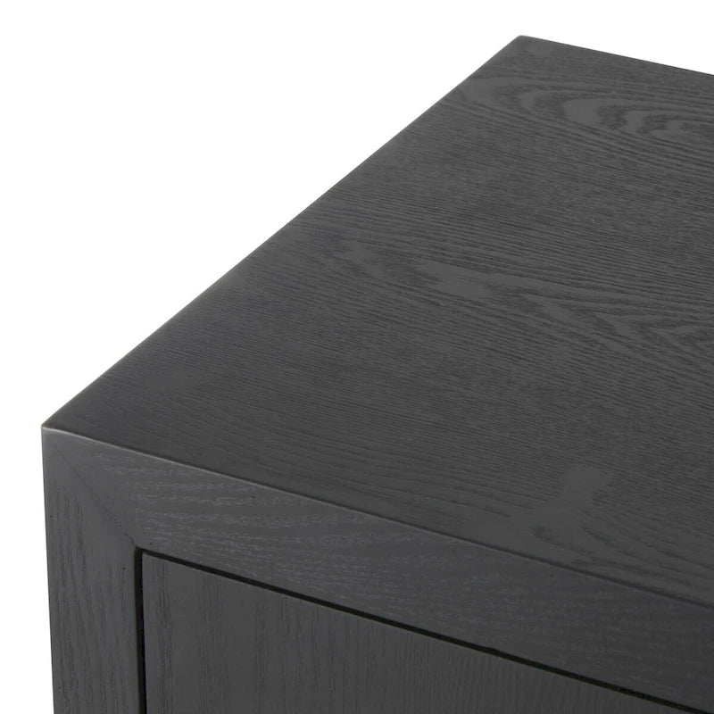 Mobile in MDF Nero con Ante ad Arco Intagliate in Stile Art Déco Geometrico e Pomelli Dorati