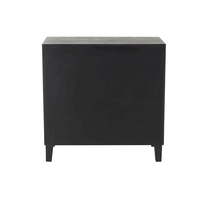 Mobile in MDF Nero con Ante ad Arco Intagliate in Stile Art Déco Geometrico e Pomelli Dorati